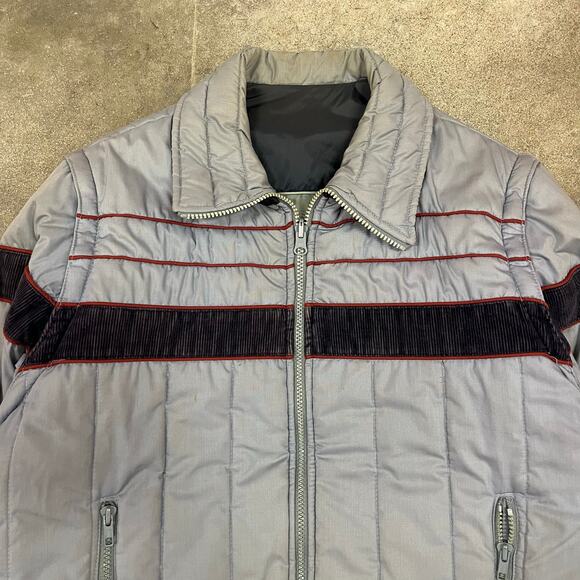 Vintage 80's Trader Bay Reversible Puffer Jacket W/ Detachable Sleeves Medium - Picture 2 of 7